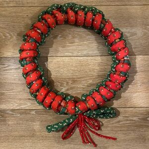 Vintage Christmas Holiday Wreath Braided Fabric 1980’s Kitschy Home Decor